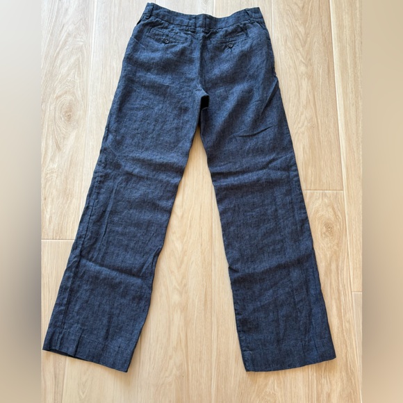 EUC Garnet Hill classic linen trouser size 4 indigo - Picture 5 of 7